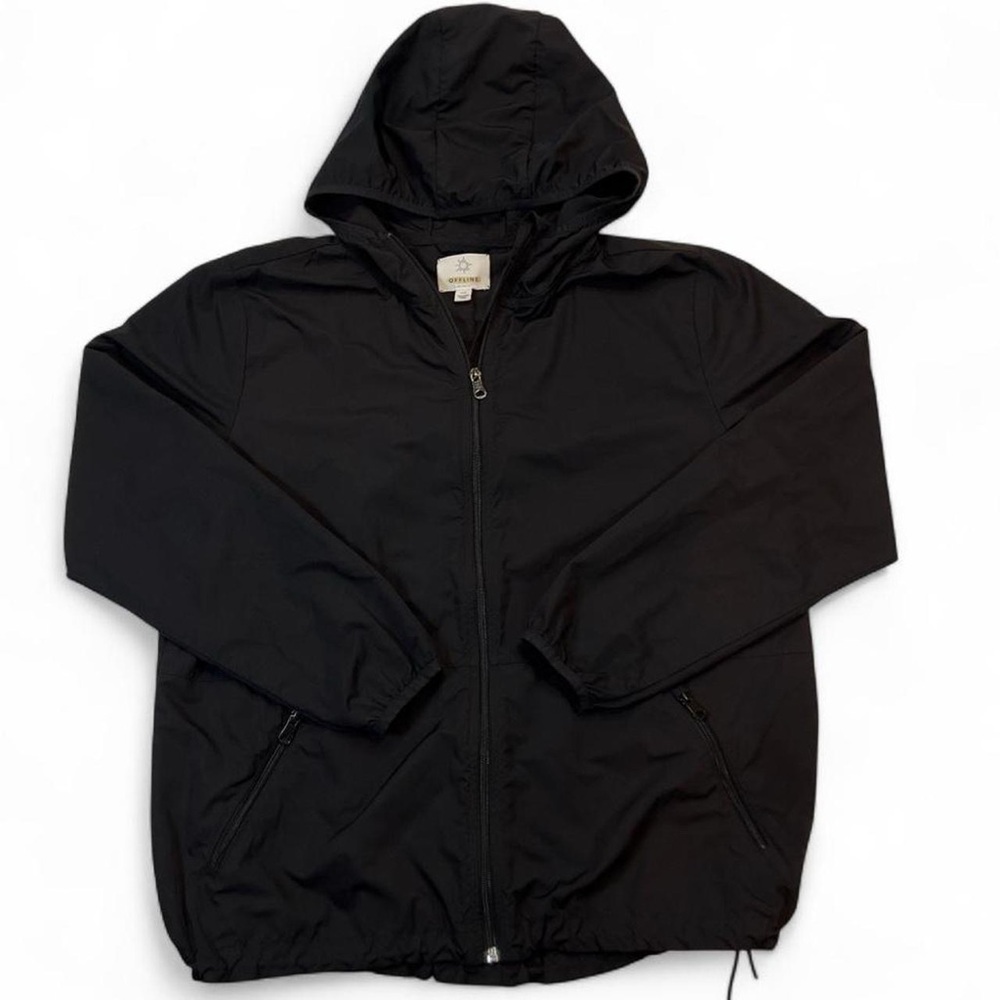 OFFLINE by Aerie Womens Small Black Hooded Windbreaker Jacket Full Zip